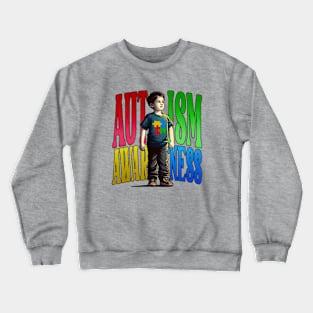 Autism Awarenesse proud Kids Boy Crewneck Sweatshirt